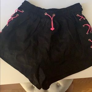 pink and black LF shorts
